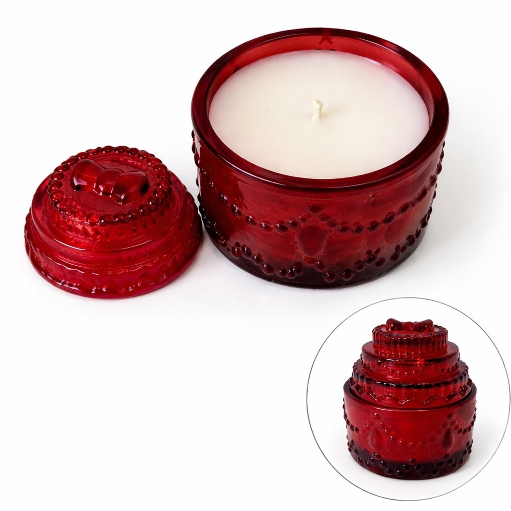 DW Home Goodies Red Velvet Cake Candle 2.4oz Hobnail Red Glass Jar GCE4004